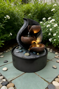 Fontaine d'eau de bureau à motif de lotus avec des roches de <span class=keywords><strong>rivière</strong></span> - Product Image 2