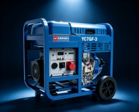 Générateur diesel portable 7 kW, moteur Yuchai, puissance maximale 8 kW, démarrage électrique, monophasé, avec roues