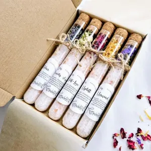 Private Label 100% Natural Ingredients Floral Scent Soak Salt Tube Favors Bath Salt Skin Care Relaxing Bath Salt Spa Gift