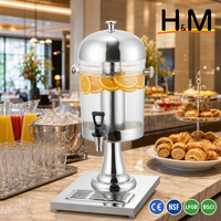 Distributeur de jus commercial avec compartiment à glace 8L (2,1 gallons) en acier inoxydable, robinet anti-goutte, idéal pour hôtels, buffets et fêtes