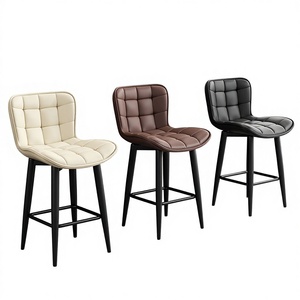 Tabouret <span class=keywords><strong>de</strong></span> <span class=keywords><strong>bar</strong></span> pivotant, tabouret haut, style minimaliste, luxe léger, pour îlot <span class=keywords><strong>de</strong></span> cuisine, avec dossier confortable et base à quatre pieds - Product Image 1