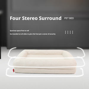 Lit pour <span class=keywords><strong>chien</strong></span> imperméable amovible en mousse à mémoire de forme écologique avec carton à motif solide emballé - Product Image 3