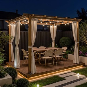 Gazebo de jardin de haute qualité en alliage d'aluminium toit rigide pavillon de jardin avec abri de toit en métal enduit de poudre traité dans la nature - Product Image 2