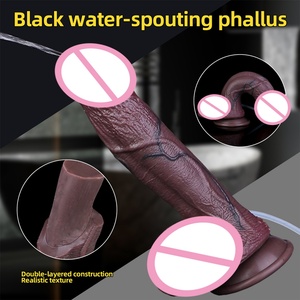 DHZS-8044 Big Glans Black <b>Dildo</b> Double-Skin Silicone <b>Dildo</b> for Anal Clit G-Spot Hand-Free Play Ejaculation Sex Toy for Women Men - Product Image 3