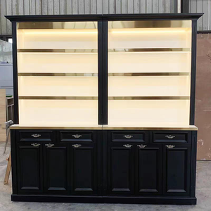 Vitrine de Salon de Beauté Personnalisée Noire et Beige avec Éclairage et Tiroirs – Meuble de Rangement et Coiffeuse - Product Image 3