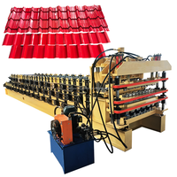 Hechuang Automático Metal Acero Tres capas Esmaltado Trapezoide Corrugado Teja Rollo Formación Triple Hoja de techo Fabricación