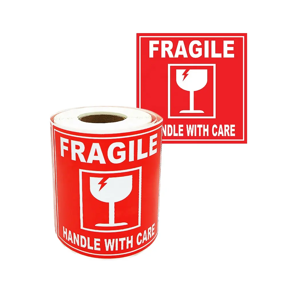 China manufacture Caution Custom printing 2"x3" 500 labels/roll fragile handle with care warning sticker side up Fragile label