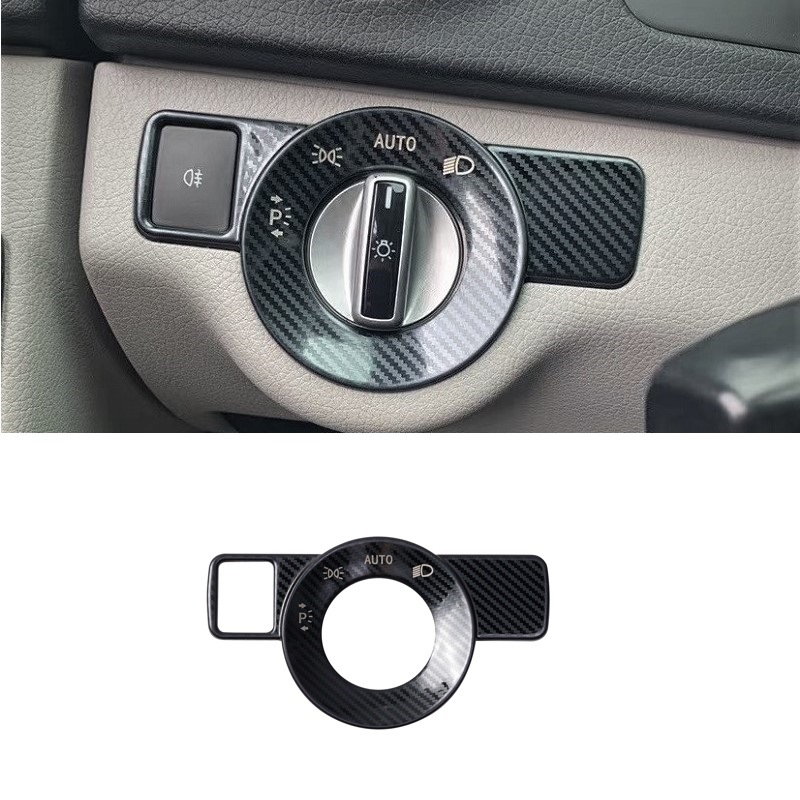 Adhesivo decorativo para interruptor de faros (textura de fibra de carbono)