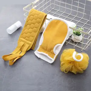 Hete Verkoop Huid Schone Badhanddoek Sets Exfoliërende Badgereedschap Badriem Rug Scrubber En Zachte Douchebal Scrubber Set