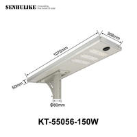 Lampadaire solaire blanc 150W à triple module, lampe LED tout-en-un, IP65 étanche, alimenté par batterie LiFePO4 30Ah, éclairage routier