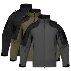 Men's Tactical Softshell <strong>Jacket</strong> Waterproof Windproof <strong>Fleece</strong> <strong>Lined</strong> Removable Hood Outdoor Hiking <strong>Jacket</strong> OEM - Product Image 1