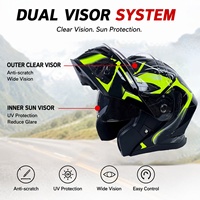 Casques de moto YM Flip Up, accessoires intelligents personnalisés unisexes à double visière de style allemand avec lumières LED