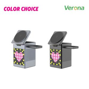 Estación de Carga Inalámbrica 3 en 1 Verona con Pantalla para Altavoz, Carga Rápida de 15W para Teléfono y Reloj - Product Image 3