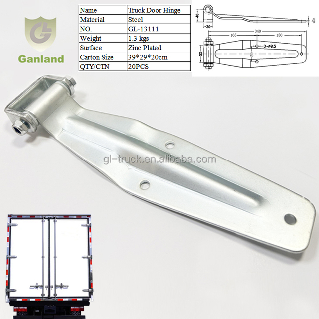 GL-13111 Galvanized Steel Hinges for Truck Container Van Doors 340mm Size 270 Degree Opening Door Lock Accessories Hinges