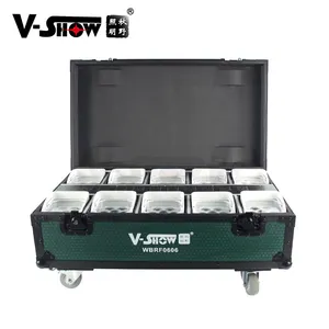 10pcs con el caso V-SHOW hotsale 6x18w 6in1 RGBWA lavado + + + DMX 512 Wifi batería Led Par inalámbrico dmx led par las luces