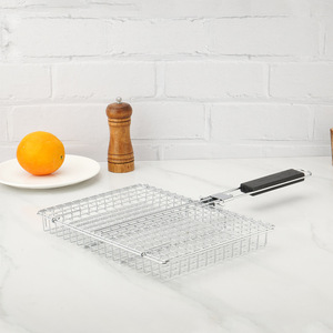 Panier <span class=keywords><strong>de</strong></span> barbecue portable <span class=keywords><strong>en</strong></span> acier inoxydable avec logo personnalisé et poignée <span class=keywords><strong>en</strong></span> <span class=keywords><strong>bois</strong></span> pliable pour cuisine extérieure - Product Image 5