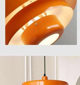 Lampadario a sospensione moderno di medie dimensioni per soggiorno e isola cucina, <span class=keywords><strong>con</strong></span> faretto LED regolabile, paralume circolare, attacco E27, in ferro stile retrò - Product Image 3