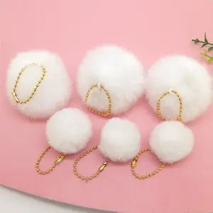 Factory Hot sale good price colorful faux fur ball small size 5cm fur pom poms with Gold chain for Perfume bottle decoration