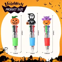 Halloween kartun Mini empat warna pulpen pena perencana siswa sekolah dasar lucu pena Multi warna alat tulis hadiah kecil