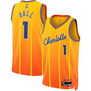 ชาร์ลอตต์ ฮอร์เน็ตส์ ลาเมโล บอลเสื้อแข่งรุ่นเยาวชน Orange City Edition Swingman สำหรับเด็กชาย 8-20 ปี เสื้อบาสเก็ตบอลคอวี ระบายความชื้นได้ดี - Product Image 1