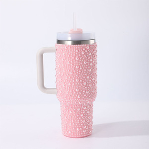 Vente en gros <span class=keywords><strong>de</strong></span> gobelets personnalisés en acier inoxydable <span class=keywords><strong>de</strong></span> 40 oz avec perles et strass colorés, bouteille d'eau isolée - Product Image 6
