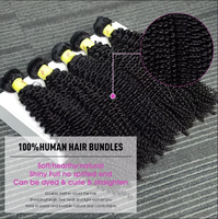 Paquete de Cabello Humano Rizado Kinky Curly, Jerry Curly, 100% Sin Procesar, Extensiones de Cabello Virgen Remy, 3/4 Paquetes, Negro Natural