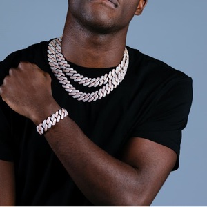 Chaîne de 19 mm de large, chaîne cubaine à maillons épais, chaîne hip-hop, chaîne sertie de diamants, chaîne de collier - Product Image 1