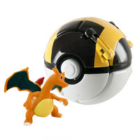 Figur Aksi Pikachu dengan Pokeball Pop-up, Set Mainan Karakter Anime Koleksi, Figur Monster Saku Interaktif untuk Anak-anak, Boneka Plush