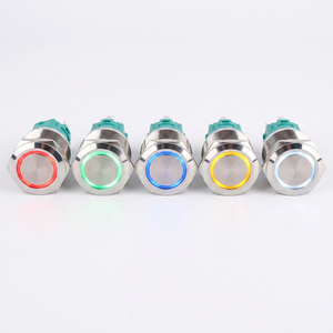 Interrupteur à bouton poussoir LED avec anneau halo Angel Eye 12V 19mm en métal 5 broches pour voiture, camping-car, camion, bateau, moto, avec prise de fil - Product Image 1