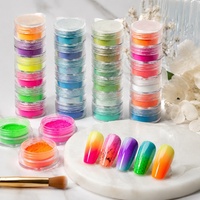 Kit de poudre miroir pour manucure UV, polyvalent, couleurs vives néon fluorescentes, plusieurs couleurs, pour nail art rond