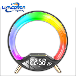 Altavoz de Música, Cargador Inalámbrico, Lámpara de Noche LED, Reloj Despertador, Luz de Escritorio, Luz Ambiental de Ambiente, Lámpara de Mesa LED RGB Regulable - Product Image 1
