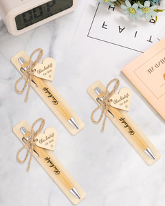 Bamboo Pen Set With Heart <b>Tag</b> Glucksstift For You Eco-Friendly Wedding Favors Bridal Party Gifts Simple Style Printing - Product Image 4