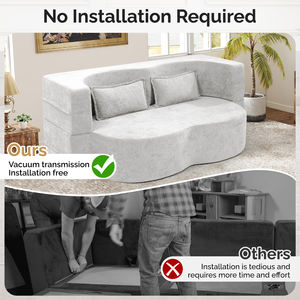 โซฟาเบดกำมะหยี่แบบปรับเปลี่ยนได้ รุ่นโมเดิร์น 2-in-1 พับได้ พร้อมหมอน 2 ใบ ฟองน้ำความหนาแน่นสูง ไม่ต้องประกอบ เหมาะสำหรับห้องนั่งเล่น - Product Image 5