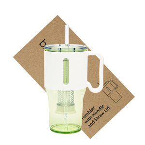 Gobelet en plastique durable personnalisé de 35oz avec couvercle et paille vert sauge petit sans BPA lavable à la vaisselle durable - Product Image 1