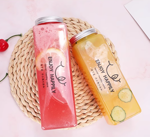 Botella Cuadrada de Plástico PET AMCROWN de 500 ml con Tapa de Boca Ancha, Sellada, de Grado Alimenticio para Leche, Té y Jugos, <span class=keywords><strong>AMC</strong></span>-B0058 - Product Image 1