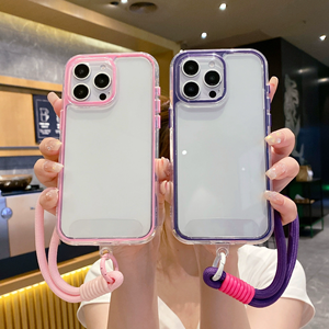 Corde suspendue 16promax Simple Transparent Apple 15 coque de téléphone acrylique Anti chute trois en un adapté à la coque de téléphone Iphone 15 - Product Image 1