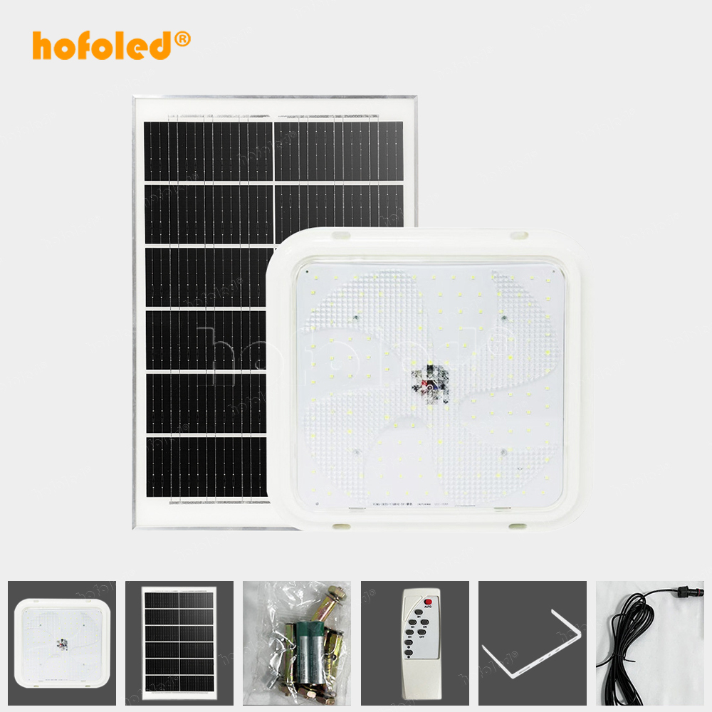 Hofoled Outdoor Solar Powered Lamp Porch Ceiling Light Corridor Square Waterproof Dimmable Daytime Available Solar Garden Light