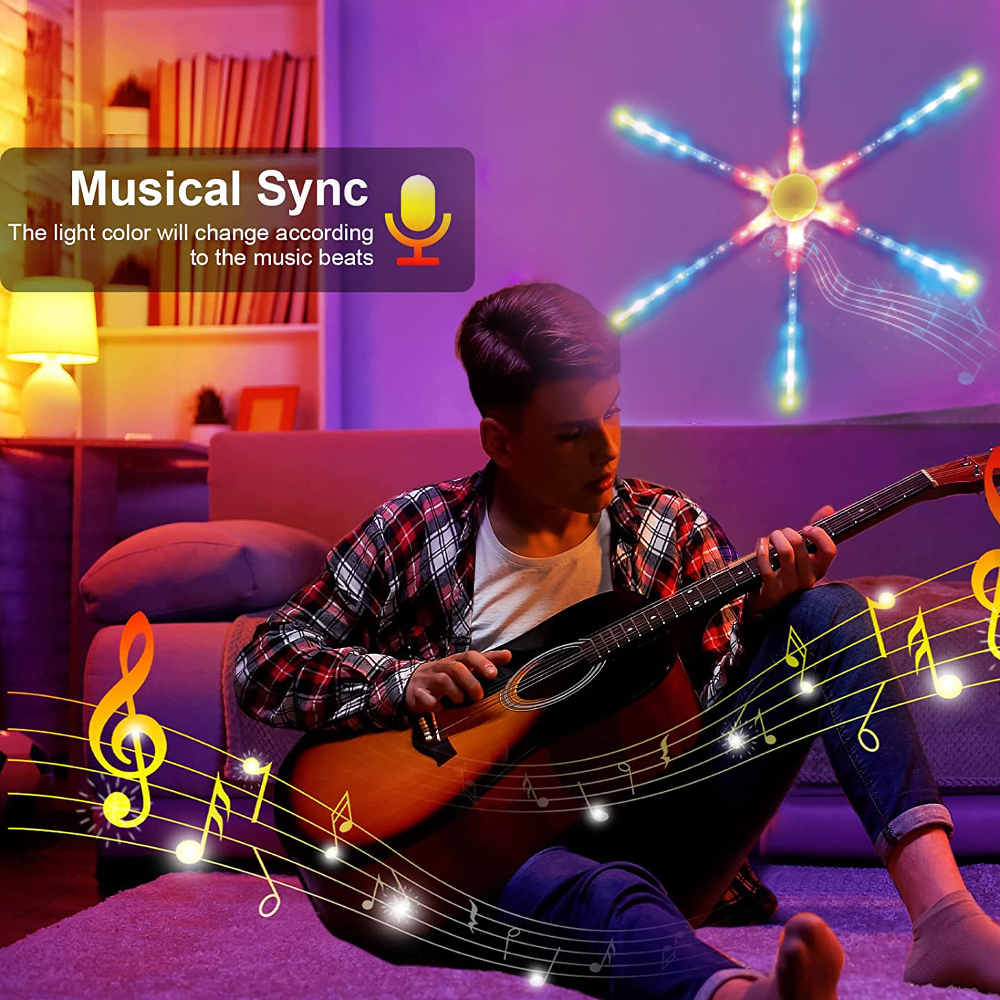 Фейерверк Светодиодная лента освещение для спальни музыка синхронизация ФЕЙЕРВЕРК ОГНИ с дистанционным управлением фейерверк Светодиодная лампа для рождественской вечеринки бар KTV