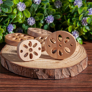 Tranches de racine de lotus en bois de pêche, élégantes et exquises, 3x2,5 cm, petits pendentifs, décorations de sac, fournitures artisanales - Product Image 3