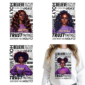 <span class=keywords><strong>Frases</strong></span> Religiosas para Chicas Negras: Bendición, Gracia, <span class=keywords><strong>Amor</strong></span>. Adhesivos Termoadhesivos DTF Lavables Listos para Prensado en Camisetas y Bolsos - Product Image 1