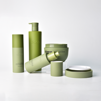 Ensemble de Bouteilles Pompe en Plastique Vert Armée pour Sérum Soin de la Peau, Lotion Cosmétique et Emballage de Shampooing 100ml 120ml 200ml