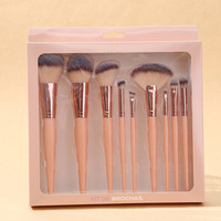 Pinceaux de maquillage de haute qualité pour les yeux et le visage, marque privée, 10 pièces, ensemble de pinceaux de voyage pour le fond de teint et le visage