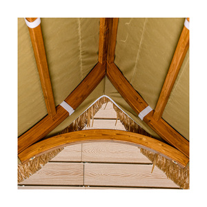 Magnifique abri en bois carbonisé à toit en chaume artificiel pour 4 personnes, conception stable, mobilier de jardin extérieur pour loisirs - Product Image 3