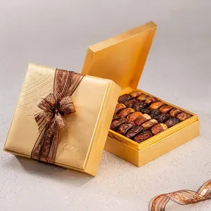 Boîte à chocolat de luxe en or pour Eid Mubarak Ramadan, emballage comestible vide pour Date de Ramadan, boîte-cadeau en chocolat