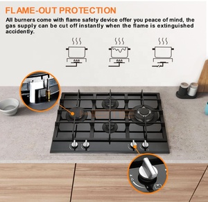 4 Burner China Gas Kitchen Stove Tempered Glass Top Cooking Appliances Built in Gas Stove - Product Image 6