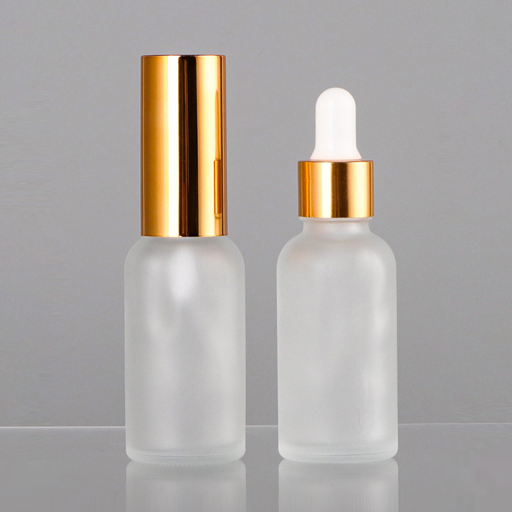 Hair Oil Glass Cosmetic Containers Rose Gold Dropper Bottle Transparent OEM