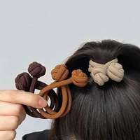 Élastiques à cheveux décoratifs à double nœud, couleur unie, pour femmes, pour coiffure quotidienne et queue de cheval, vente en gros