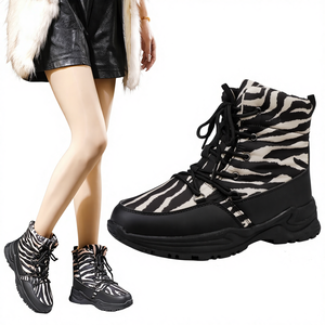 รองเท้าบูทหิมะแบบหนาพื้นหนา น้ำหนักเบา สำหรับผู้หญิง แฟชั่นลายม้าลาย กันลื่น อุ่น ไซส์ใหญ่  คอลเลคชั่นฤดูใบไม้ร่วง-ฤดูหนาว ปี 2025 - Product Image 1