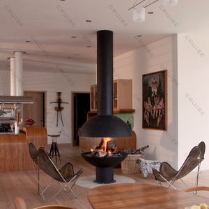 CRUCERO 700mm Diseño moderno Instalación suspendida Estufa de carbón electrónica <span class=keywords><strong>Chimenea</strong></span> Vista <span class=keywords><strong>panorámica</strong></span> de llama de 360 ° para hoteles - Product Image 1
