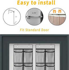 Heavy-Duty 12-Pocket Hanging <b>Shoe</b> Organizer, Non-woven Breathable Mesh with Metal <b>Hooks</b>, for Closet Dorm &Household Organization - Product Image 2